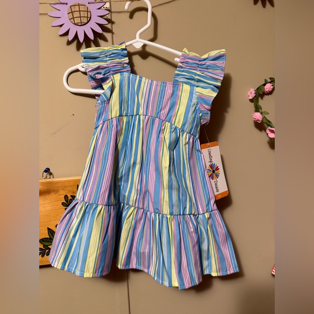 Colorful Striped Ruffle Dress